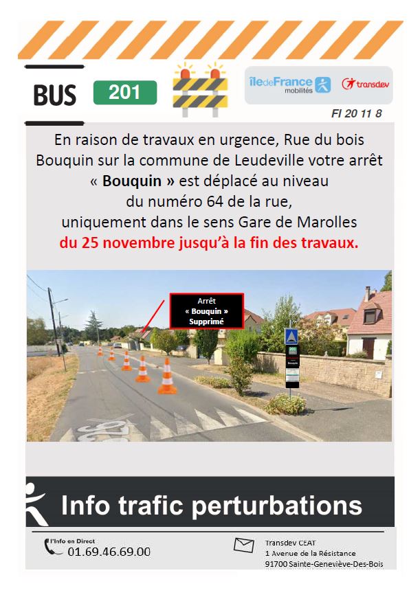 Ligne 201 - Modification arrêt 